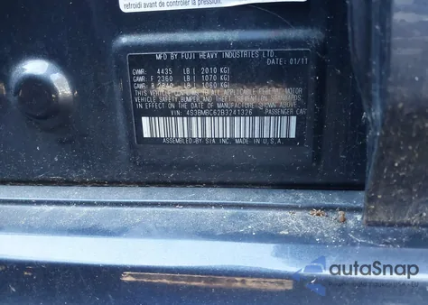 2011 Subaru Legacy 2.5I Premium из США, поврежденный, VIN 4S3BMBC62B3241326